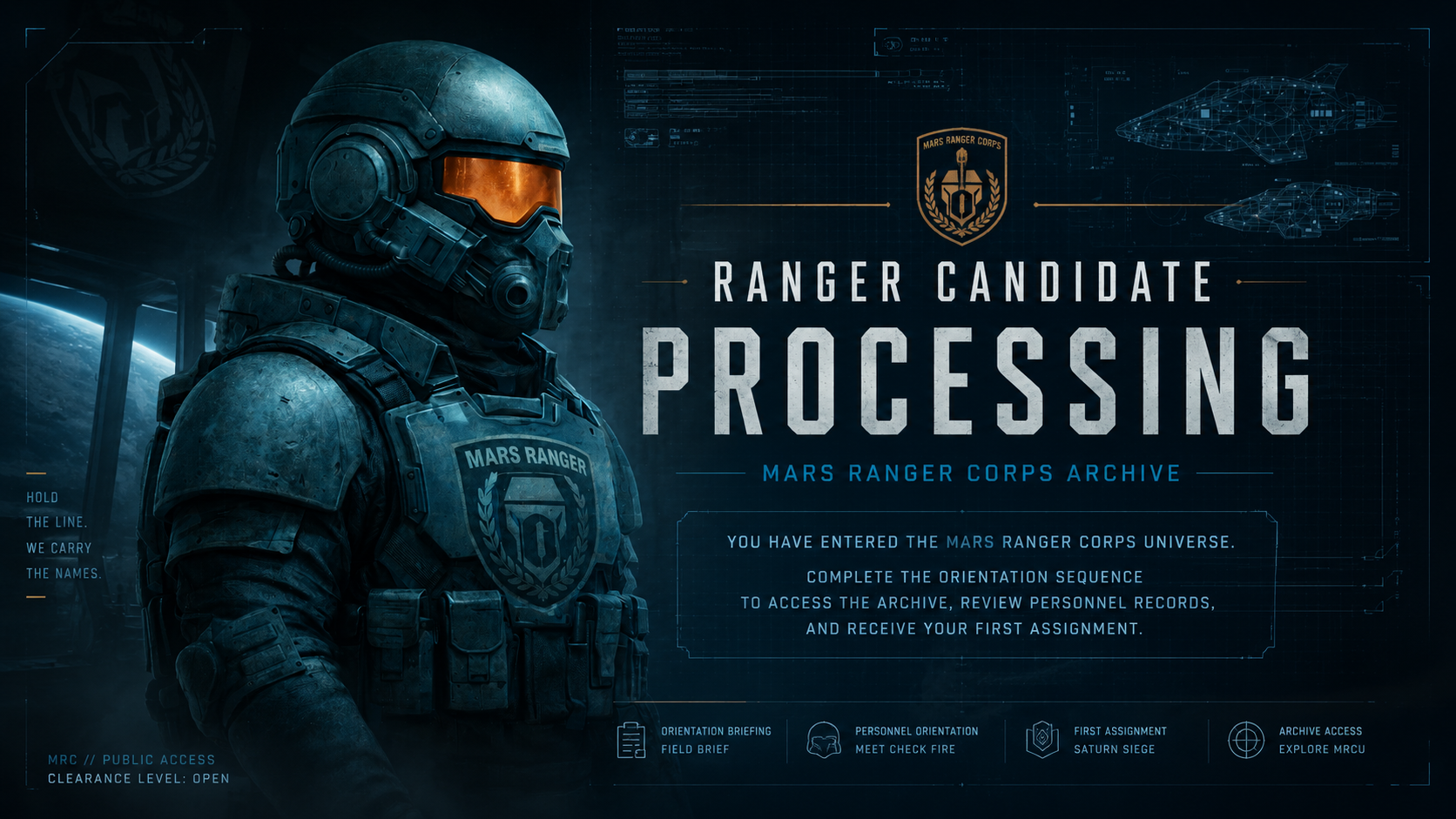 Ranger Candidate Processing portal for the Mars Ranger Corps Universe